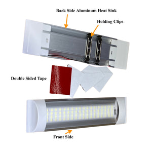 M0594: LED Purification Fixture 11.5 Inch 12/24VDC Truck and Trailer Interior LED Light 6000K with Side Switch Hard Wire Connection Ceiling Mount with Clip Or Double Sided Tape(Pack of 4 Pcs)