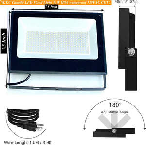M0639: Pack of 4 Pcs  Led 30W Linear Slim Flood Light 3600lm 6000K Ip66 Input Voltage AC120V With 1.5M Wire and US wall plug CETL Certified