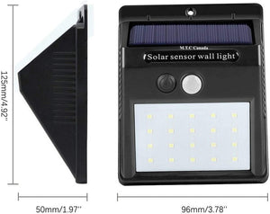 M0538 :  20 LED 320lm Outdoor LED Solar Motion Sensor Lights, Wireless Outdoor Wall Lights, Black Housing Pack of 4 Pcs