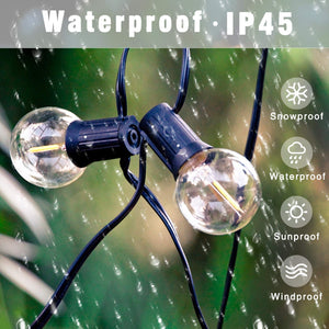 M0366:(Pack of 2 )LED G40 Outdoor Patio String Lights 25ft with 25 Shatterproof LED Clear Bulbs,Warm White 2700K Ambience Indoor & Outdoor Lights CUL Certified