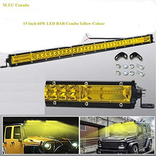 M0502 LED Bar Single Row 15 inch 60W Yellow Light Combo 6000lm , IP65 Water Proof CE, ROHS  (Pack Of 2 Piece 60W Yellow Light )