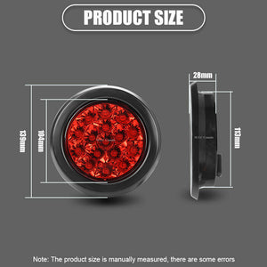 M0602:M.T.C Canada 4inch Round Red 16 LED Brake Stop Turn Signal Tail Light for Truck Trailer RV, 3 Available RED, Amber Yellow, White 6000K (Pack of 4 Pcs)
