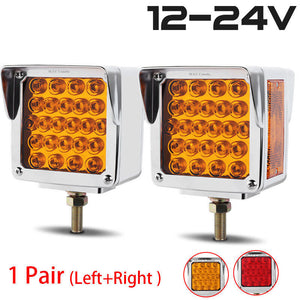 M0601:M.T.C Canada Square LED Pedestal Fender Light Truck RV Trailer Double Face Turn Signal Brake Pack of 2 Piece (1 Pair Left and Right)