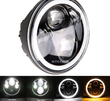M0482: M.T.C Canada 5.75 Inch for Harley Sportster Iron 883 1200 Dyna Street Bob 5.75 50W LED Headlight 6000K 5 3/4 Inch Halo Ring Turn Signal Lights Motorcycle Headlights DOT Approved