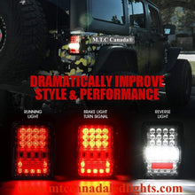 M0506: M.T.C Canada® LED Tail Lights Replacement for 2007-2018 Jeep Wrangler JK JKU, High Intensity   Led Taillights w/ 4D Clear Lens Parking Light, Brake Turn Signal Lamp and Reverse