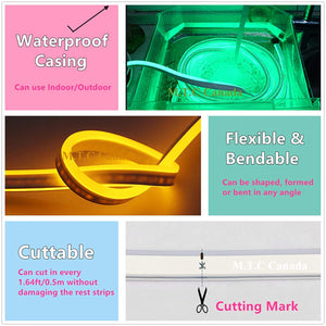M.T.C Canada LED Neon Rope Light 25M(82.5 Feet) Roll Direct Line Voltage 110V 120LED/M Outdoor And Indoor Use IP66 , Warm White Colour 3000K ,