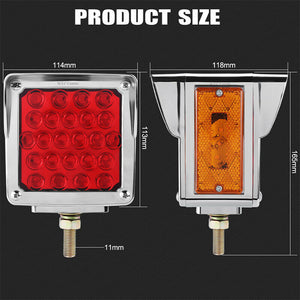 M0601:M.T.C Canada Square LED Pedestal Fender Light Truck RV Trailer Double Face Turn Signal Brake Pack of 2 Piece (1 Pair Left and Right)
