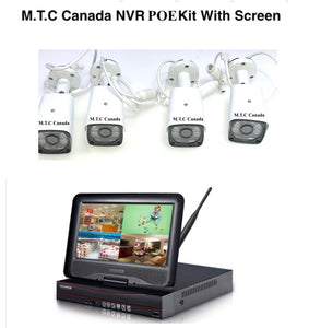 M0545: M.T.C Canada 1080P Full HD Security Camera System with 2TB Hard Drive, Home NVR Systems with 10.1 Inch Screen 4 ochs NVR 4pcs Camera , 4 Piece 3MP Outdoor Surveillance IP Cameras with Night