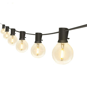 M0366:(Pack of 2 )LED G40 Outdoor Patio String Lights 25ft with 25 Shatterproof LED Clear Bulbs,Warm White 2700K Ambience Indoor & Outdoor Lights CUL Certified