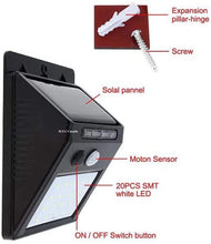 M0538 :  20 LED 320lm Outdoor LED Solar Motion Sensor Lights, Wireless Outdoor Wall Lights, Black Housing Pack of 4 Pcs