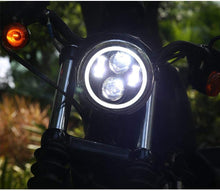 M0482: M.T.C Canada 5.75 Inch for Harley Sportster Iron 883 1200 Dyna Street Bob 5.75 50W LED Headlight 6000K 5 3/4 Inch Halo Ring Turn Signal Lights Motorcycle Headlights DOT Approved