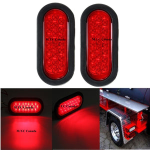 M0598: M.T.C Canada 22LED 6" Oval Truck Trailer Stop Turn Tail Brake Lights, Backup Light w/Grommet Red Waterproof(Pack of 4 Pcs)