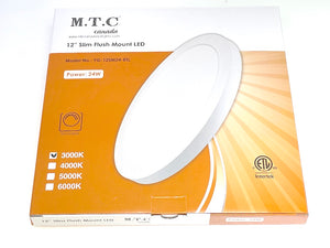 M0350 6K : Pack of 2 Piece LED Slim Panel 12 inch 24W 6K Flush Mount Ceiling Light Fixture, Round Dimmable, CETL Certified 6000K