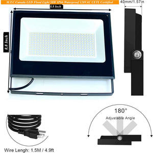 (Pack of 2 Or 4 to choose ) M0640: M.T.C Canada LED Flood Light 50W 6000lm 6000K Cool White Input Voltage AC120V CETL Waterproof Ip65