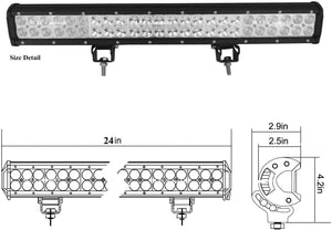 M0504 M.T.C Canada® 24 inch 144W 6000K Led Light Bar Spot Flood Combo Beam Offroad LED Work Light for Off-Road Vehicles 4x4 DC 12V 24V DC10-30V