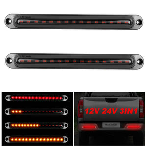 (4 Pack Of ) M0596 :M.T.C Canada Yellow+Red LED Car Truck DRL Light Bar Brake Rear Turn Signal Stop Tail Strip( Pack of 2 Pcs)