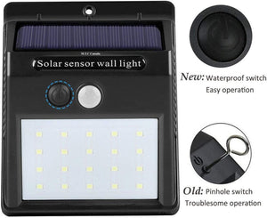 M0538 :  20 LED 320lm Outdoor LED Solar Motion Sensor Lights, Wireless Outdoor Wall Lights, Black Housing Pack of 4 Pcs