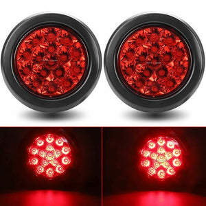 M0602:M.T.C Canada 4inch Round Red 16 LED Brake Stop Turn Signal Tail Light for Truck Trailer RV, 3 Available RED, Amber Yellow, White 6000K (Pack of 4 Pcs)