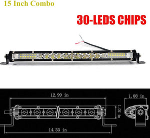 M0502 LED Bar Single Row 15 inch 60W Yellow Light Combo 6000lm , IP65 Water Proof CE, ROHS  (Pack Of 2 Piece 60W Yellow Light )