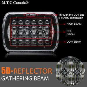 M0416 : M.T.C Canada LED 5x7/7x6 Head light 72W 7200lm Hi/Low And DRL DOT Approved Replacement For H6064(Pack of 2 Piece)