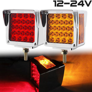 M0601:M.T.C Canada Square LED Pedestal Fender Light Truck RV Trailer Double Face Turn Signal Brake Pack of 2 Piece (1 Pair Left and Right)