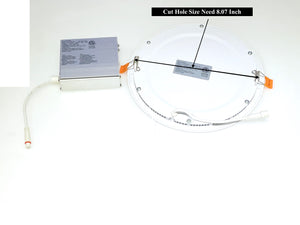 M0512 :M.T.C Canada LED Slim Pot Light 8 Inch 18W 1620lm 3000K/ 6000K Outside Diameter 8.85 inch  CETL Certified Pack of 12 Pcs