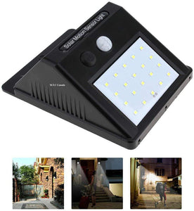 M0538 :  20 LED 320lm Outdoor LED Solar Motion Sensor Lights, Wireless Outdoor Wall Lights, Black Housing Pack of 4 Pcs