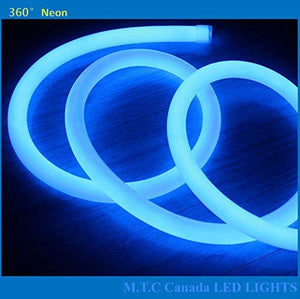 M0432 / Blue 25M : LED Rope Light 360 Degree Neon 25M Roll 2835 SMD 120V 120 LED/M Outdoor /Indoor Use IP66 With 110V Flat US Wall Plug+ 20 Pcs Holding Clip