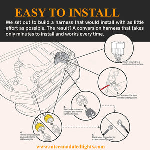 M0525 :H4 Headlight Wiring Harness [Negative Switched Conversion] [Fused] H4 Relay Harness Kit for 9003 H6054 H5054 H6054LL 6014 6052 6053 Toyota JEEP XJ TJ Suzuki Samurai