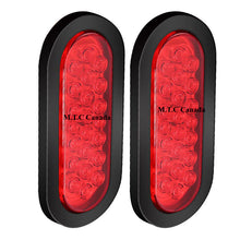 M0598: M.T.C Canada 22LED 6" Oval Truck Trailer Stop Turn Tail Brake Lights, Backup Light w/Grommet Red Waterproof(Pack of 4 Pcs)
