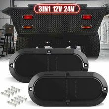 M0597: M.T.C Canada Oval Stop Trailer Truck LED Brake Turn Signal Tail Lights Red Amber Flowing (Pack of 2 Pcs)