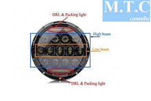 M0205 LED 7 inch Round Headlight with Hi/Low Beam 75W,7500lm,6000K Cool White,DOT App Pack of 2 Pcs