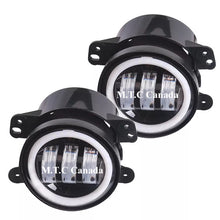 (1 Pair ) M0607 :M.T.C Canada LED 4 inch 30W 6000K-6500K Projector Fog Lights With Halo Ring DRL 6000K and Amber Tuen 3000K , DOT Approved For Jeep Wrangler