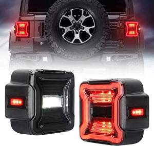 M0529: M.T.C Canada Smoked LED Tail Lights For Jeep Wrangler JL JLU 2018-2024 (Black Housing Smoke Lens) Accessories Brake Light Reverse Light Turn Signal Light