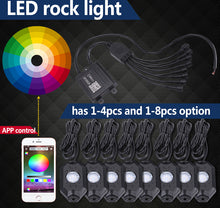 (8 Pods ) M0383:M.T.C Canada RGB LED Rock Lights Multicolor Neon LED Light Kit w/Bluetooth Controller, Timing, Flashing, Music Mode for Underglow Off Road Truck SUV
