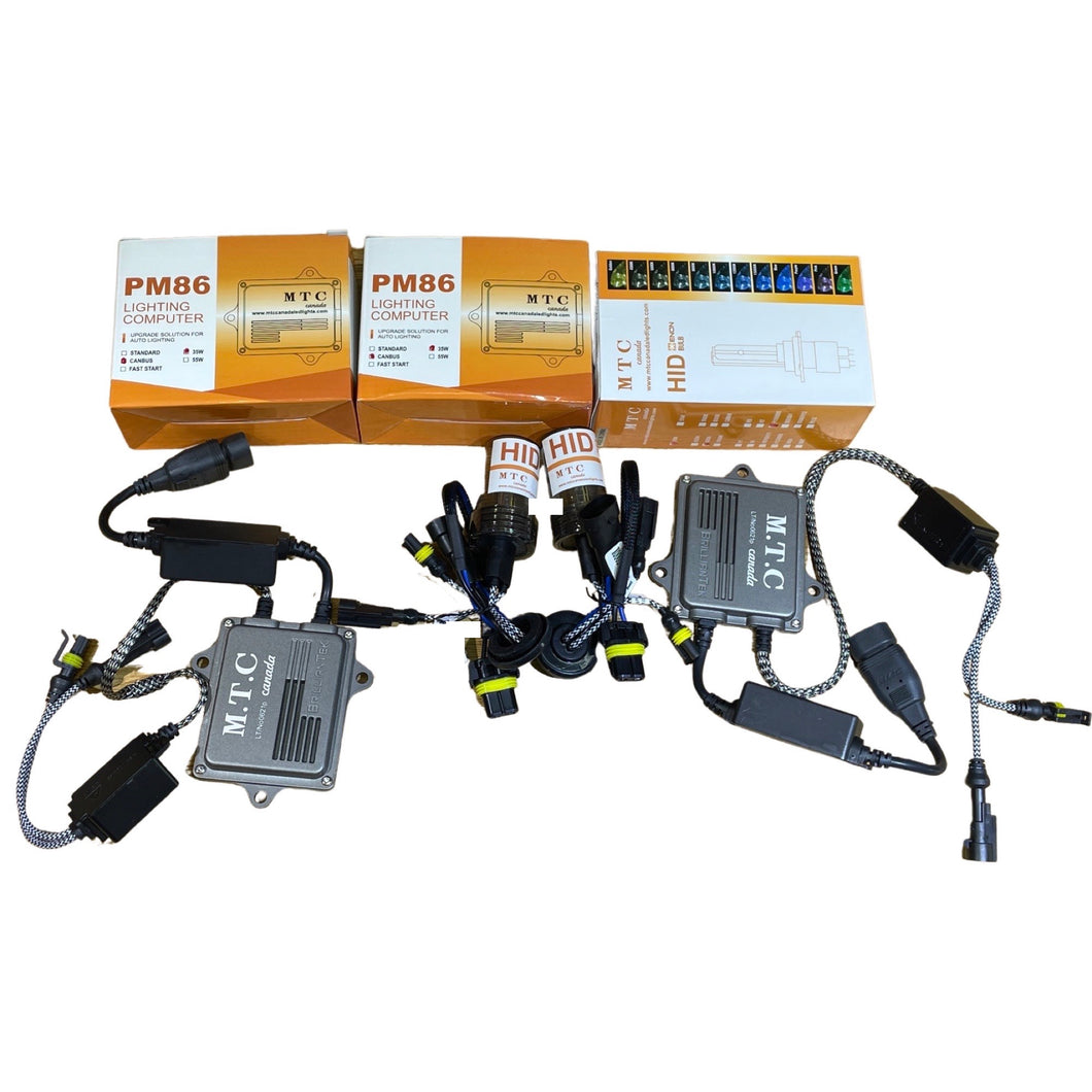 (M0423-H7-6K Full Kit With Ballast )M.T.C Canada HID KIT 12V Canbus H7 Super Bright 35W 300% More Brighter Metal Base 6000K Cool White With Premium Canbus Pm86 Ballast And 2 H7 Bulb