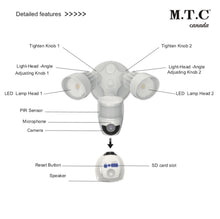 M.T.C Canada® LED Security Sensor Light with Camera Motion-Activated HD Security Cam Two-Way Talk 20W 2400lm 5000K Input Voltage 100-277VAC CETL Certified White Housing