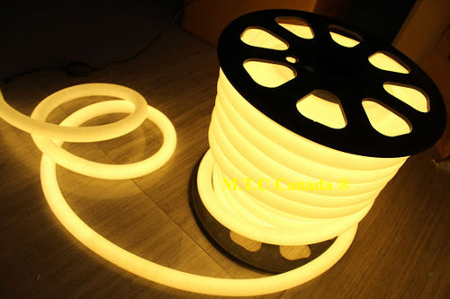 M0432 / 3000K / 25M : M.T.C Canada LED 360 Degree Neon Rope Light Direct 110VAC-120VAC 25M ( 82.5 Feet ) 3000K Indoor /Outdoor IP66 120LED/M With 110V US Wall Plug