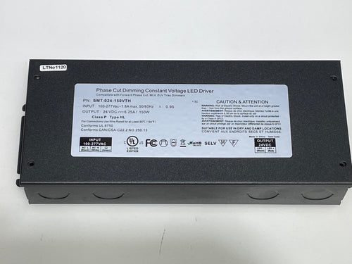 M0494 : 150W 24V DC Phase Cut Dimming Constant Voltage LED Transformer Class P LED Driver Input Voltage AC 100-277V  Compatible with Triac Dimmers