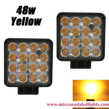 M0508 : ( Pack of 2 Piece )  M.T.C Canada Amber Yellow Led Work Light 12V, 48W 24V,3000K 4800Lm Lights Square Led Driving Light Bar Spot Working Lamp Fog