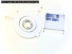 M0554 /3K: (Pack of 12 Piece 4 inch Gimbal Movable, 3000K) LED 4 inch slim panel light Round Gimbal Style Dimmable, 9W ,CETL Certified,Suitable for WET Locations, IC Rated,Easy