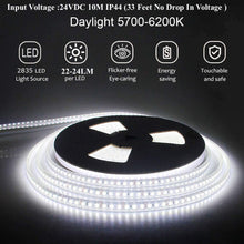 M0449:LED Strip Lights 24VDC 10M 33ft No Drop In Voltage IP44 Waterproof 1200 LEDs 2835 SMD in Single colour,24V DC And 600LED 5050 SMD in RGB LED Flexible Tape