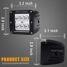 M0162 :M.T.C Canada (Pack of 2 Piece)18W Flood Beam Led Work Light 3X3" On Rack Bumper Grill Windshield Rzr Ranger Polaris Pods for Jeep Off road Ford Chevy GMC Hummer Bike Motorcycle Boat Backyard