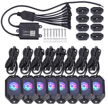 (8 Pods ) M0383:M.T.C Canada RGB LED Rock Lights Multicolor Neon LED Light Kit w/Bluetooth Controller, Timing, Flashing, Music Mode for Underglow Off Road Truck SUV