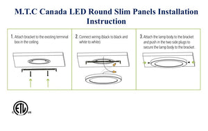 M0349 : (Pack of 2 Piece )LED Slim Panel 9 inch 18W Flush Mount Ceiling Light Fixture, Round Dimmable, CETL Certified