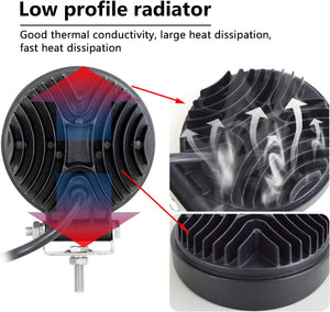 (Pack of 4 )M0160: 4 inch Round LED Light Off Road Application Work Light 27W 6000K IP67  Input 10-30VDC