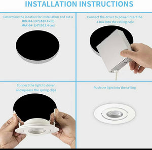 M0554 /3K: (Pack of 12 Piece 4 inch Gimbal Movable, 3000K) LED 4 inch slim panel light Round Gimbal Style Dimmable, 9W ,CETL Certified,Suitable for WET Locations, IC Rated,Easy