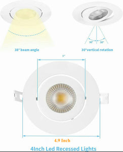 M0554 /3K: (Pack of 12 Piece 4 inch Gimbal Movable, 3000K) LED 4 inch slim panel light Round Gimbal Style Dimmable, 9W ,CETL Certified,Suitable for WET Locations, IC Rated,Easy
