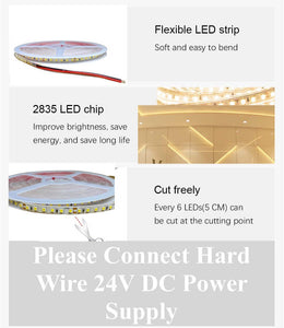 M0542 /4k : M.T.C Canada LED Strip Light 24V DC SMD 2835 120LED/M Watt:1M≤5 20M ( 66 Feet ) Length No Drop In Voltage IP 20 Indoor Use Only  4000K  Natural White