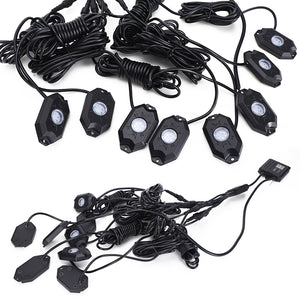(8 Pods ) M0383:M.T.C Canada RGB LED Rock Lights Multicolor Neon LED Light Kit w/Bluetooth Controller, Timing, Flashing, Music Mode for Underglow Off Road Truck SUV